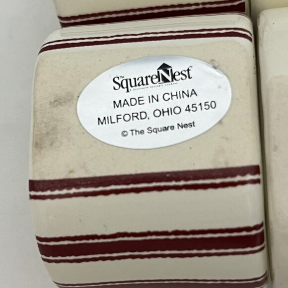 Vintage 2004 Square Nest Ceramic Napkin Rings Holders Christmas Tree Set Of Four - Picture 10 of 16